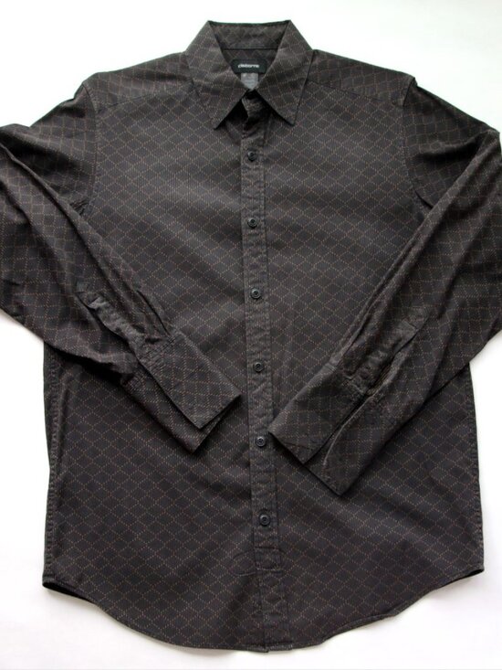 Liz Claiborne Other - LIZ CLAIBORNE French Cuff Black w/Gold Diamond Design 100% Cotton Dress Shirt M